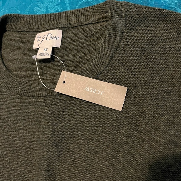 Nwt J Crew men’s cotton army green sweater medium - Picture 4 of 7
